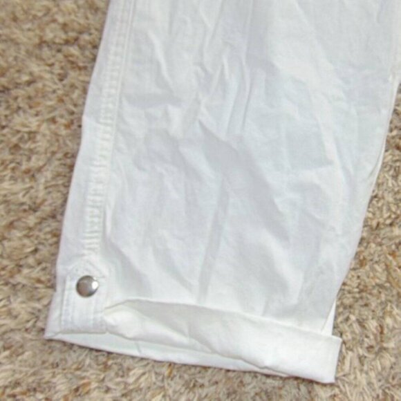 Womens Crop Pants Lee 8 White Elastic Waist Adjustable Leg Pull On Relaxed Pants - Picture 3 of 5